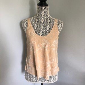 Nordstrom premise studio navy bell sleeve sheer top blouse size large